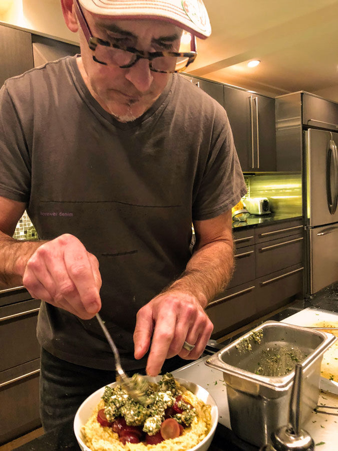 hummus grapes feta mint